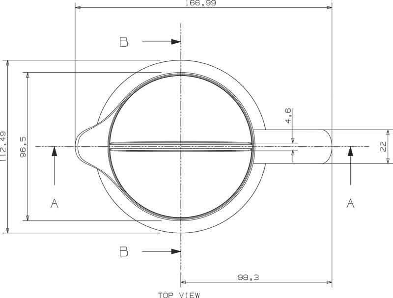 Teknisk tegning af kande set fra oven, design af Erik Bagger