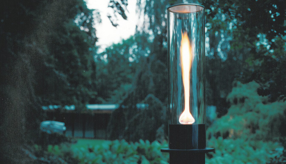 Close up af louisiana gaslampe med ild i